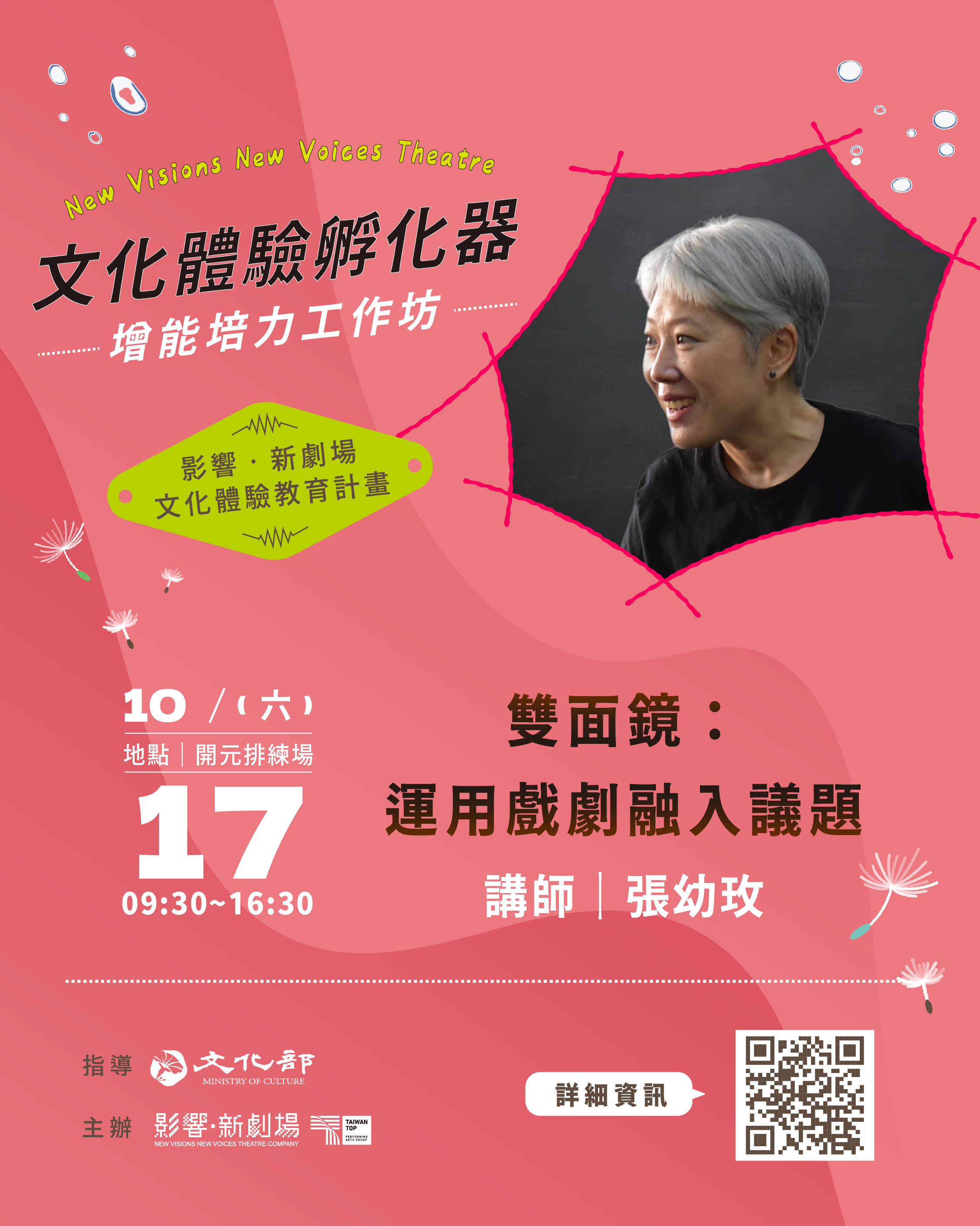 文化體驗孵化器 增能培力工作坊：雙面鏡：運用戲劇融入議題 講師 張幼玫